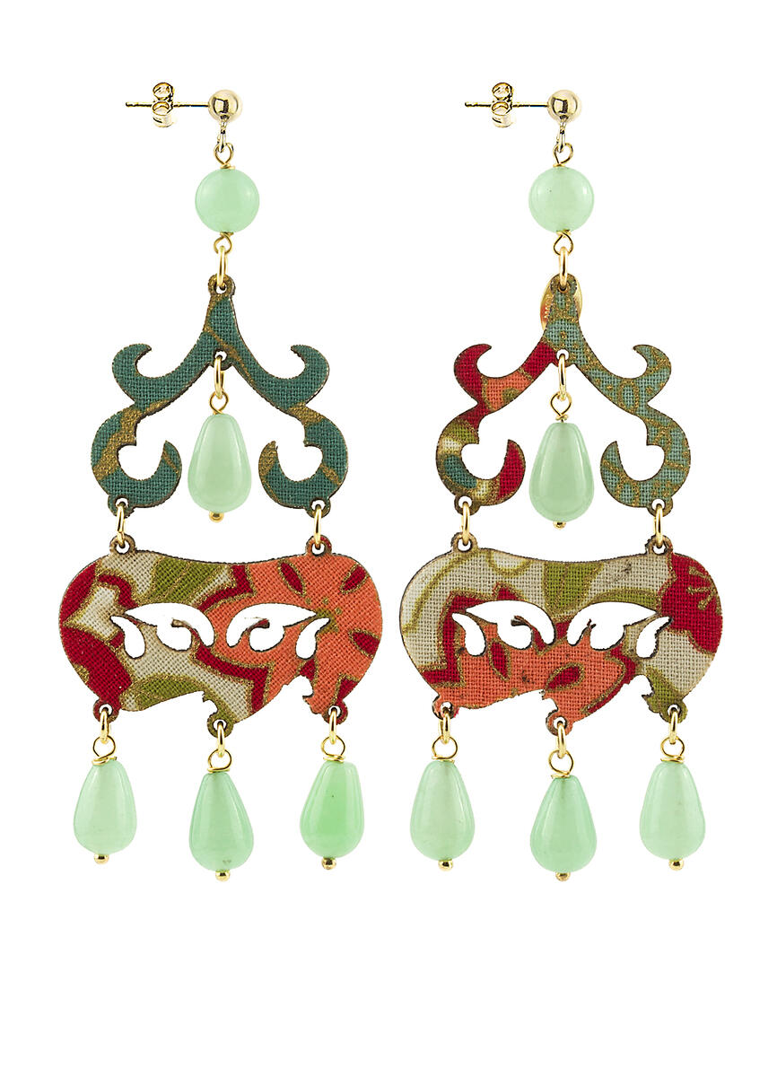 Orecchini Chandelier Corto Verde Giada - Lebole Maison